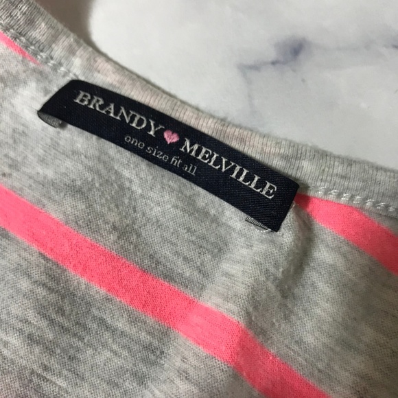 Brandy Melville Grey & Neon Pink Striped Blouse - Picture 4 of 5